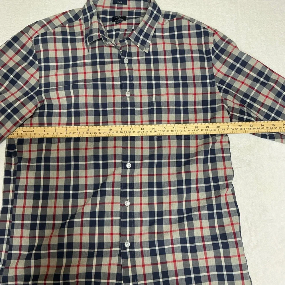 J. Crew Mens Slim Flex Washed Plaid Button Down‎ Shirt Size Large